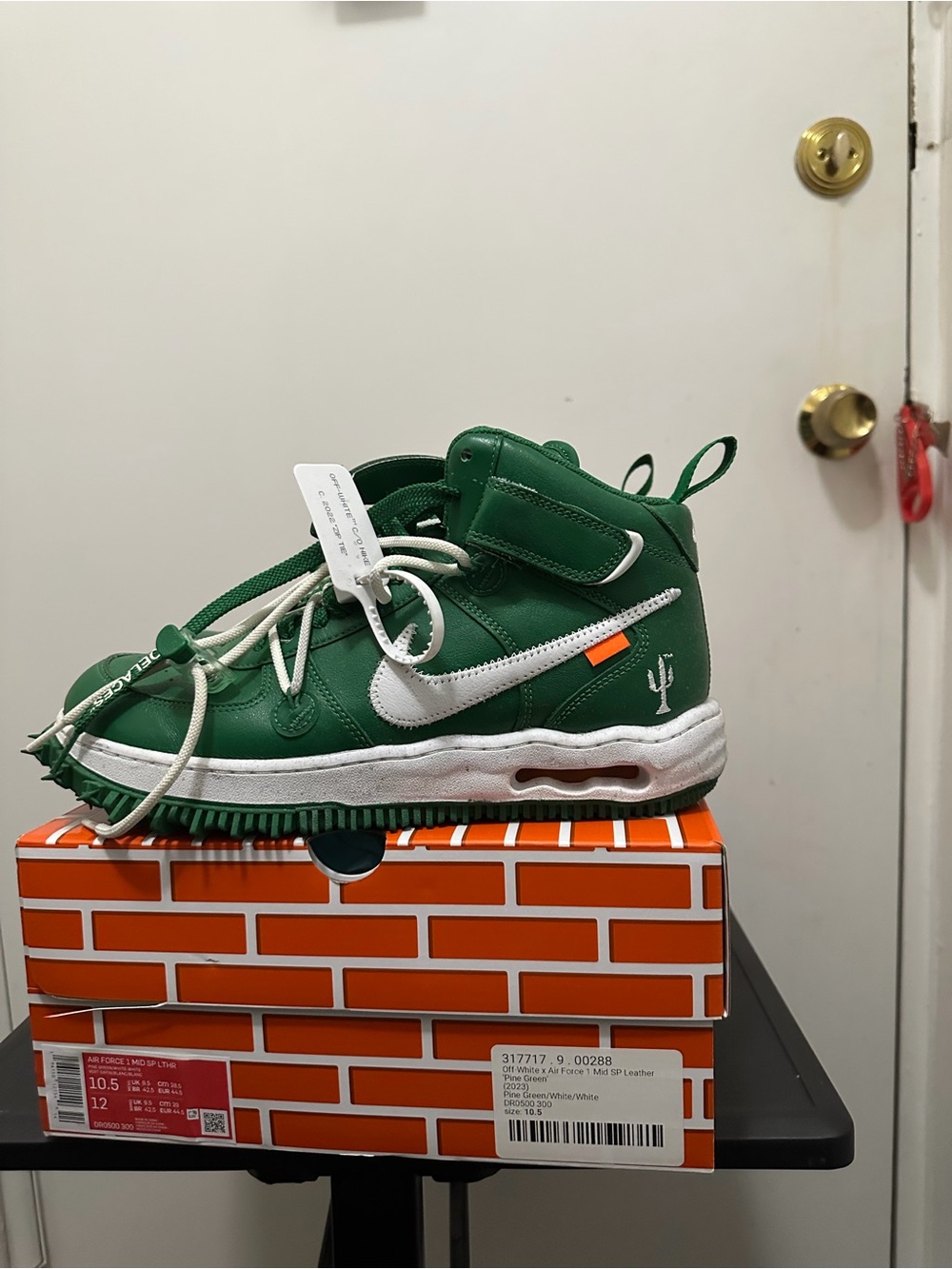Off-White Green and White High-Top Sneaker